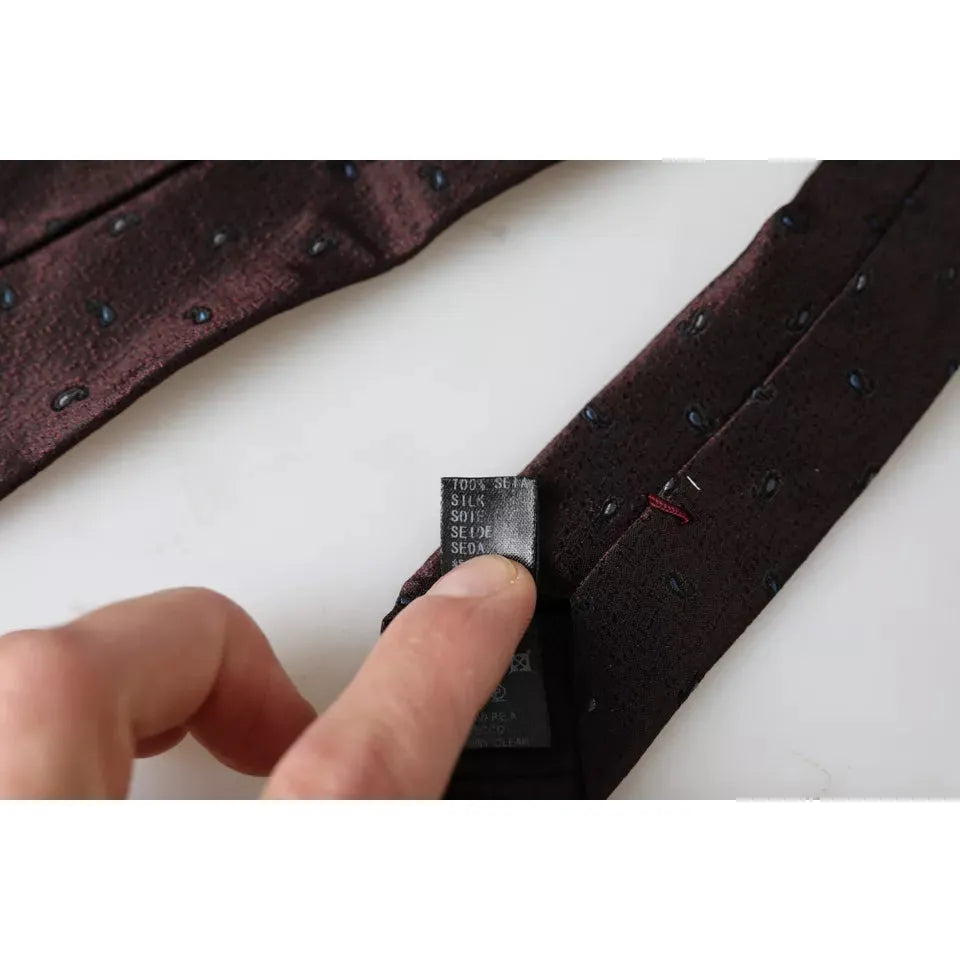 Dolce & Gabbana Bordeaux Fantasy 100% Silk Adjustable Men Tie Dolce & Gabbana Black