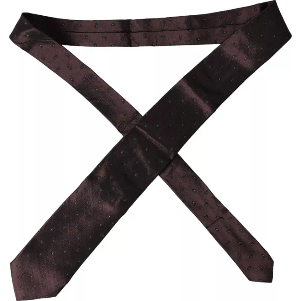Dolce & Gabbana Bordeaux Fantasy 100% Silk Adjustable Men Tie Dolce & Gabbana Dark Slate Gray
