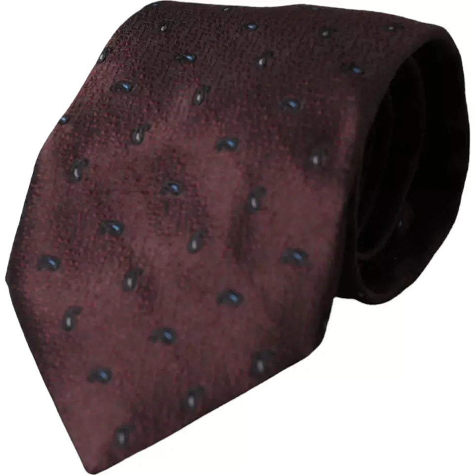 Dolce & Gabbana Bordeaux Fantasy 100% Silk Adjustable Men Tie Dolce & Gabbana Dark Slate Gray