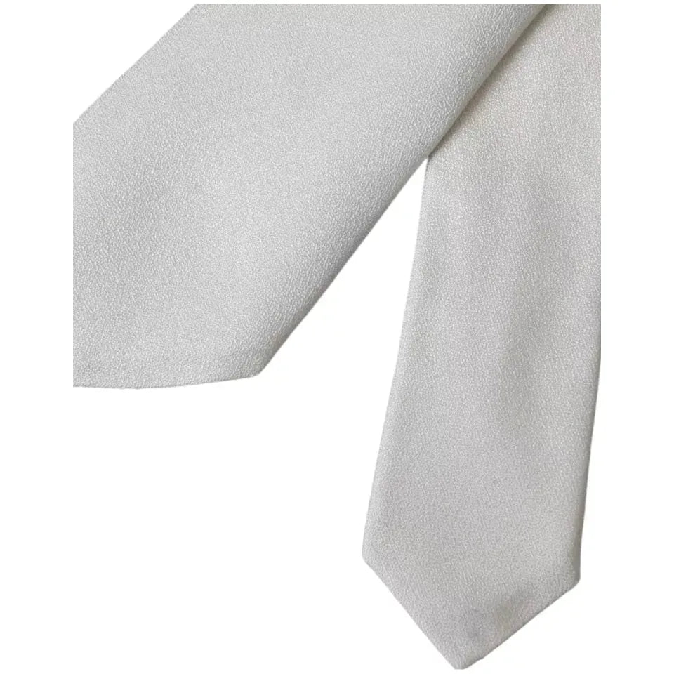 Dolce & Gabbana White Silk Classic Adjustable Men Tie Dolce & Gabbana Gray