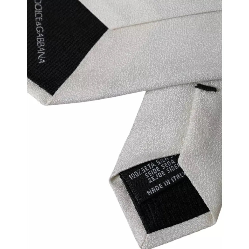 Dolce & Gabbana White Silk Classic Adjustable Men Tie Dolce & Gabbana Gray