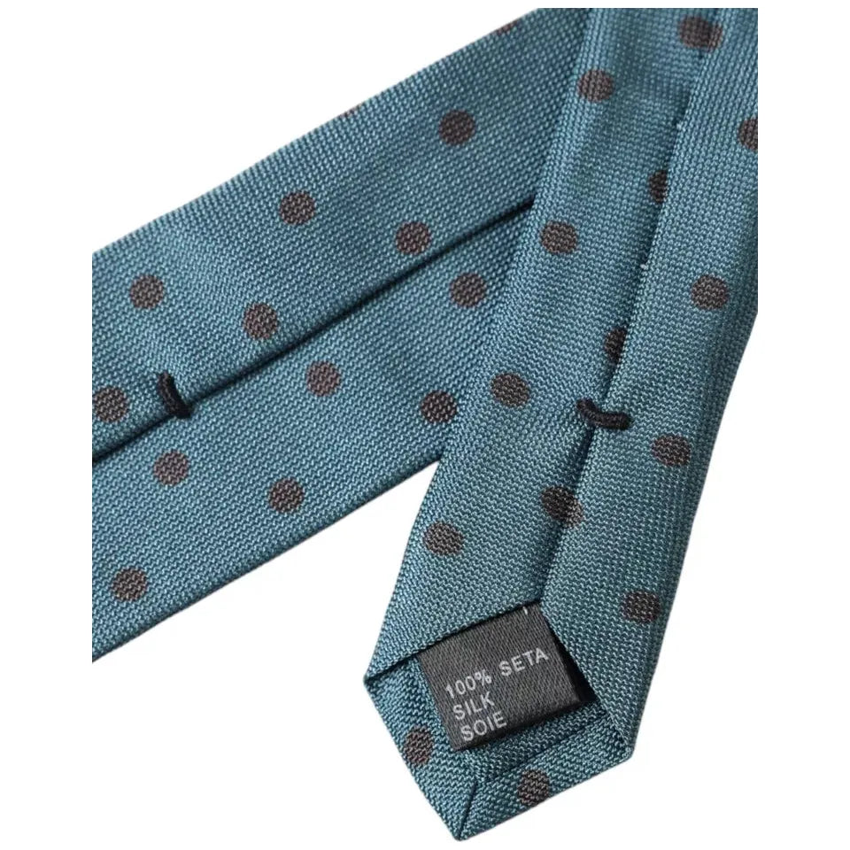Dolce & Gabbana Green Black Polka Dot Silk Adjustable Men Tie Dolce & Gabbana Dim Gray