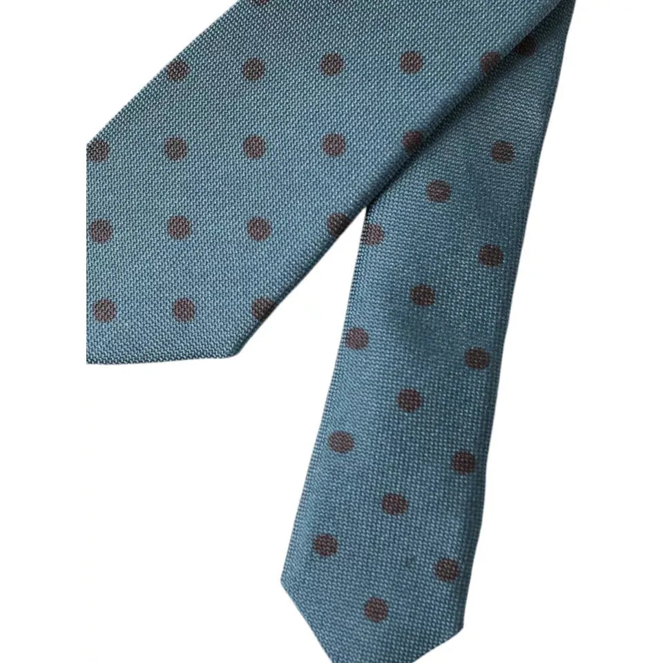 Dolce & Gabbana Green Black Polka Dot Silk Adjustable Men Tie Dolce & Gabbana Dim Gray