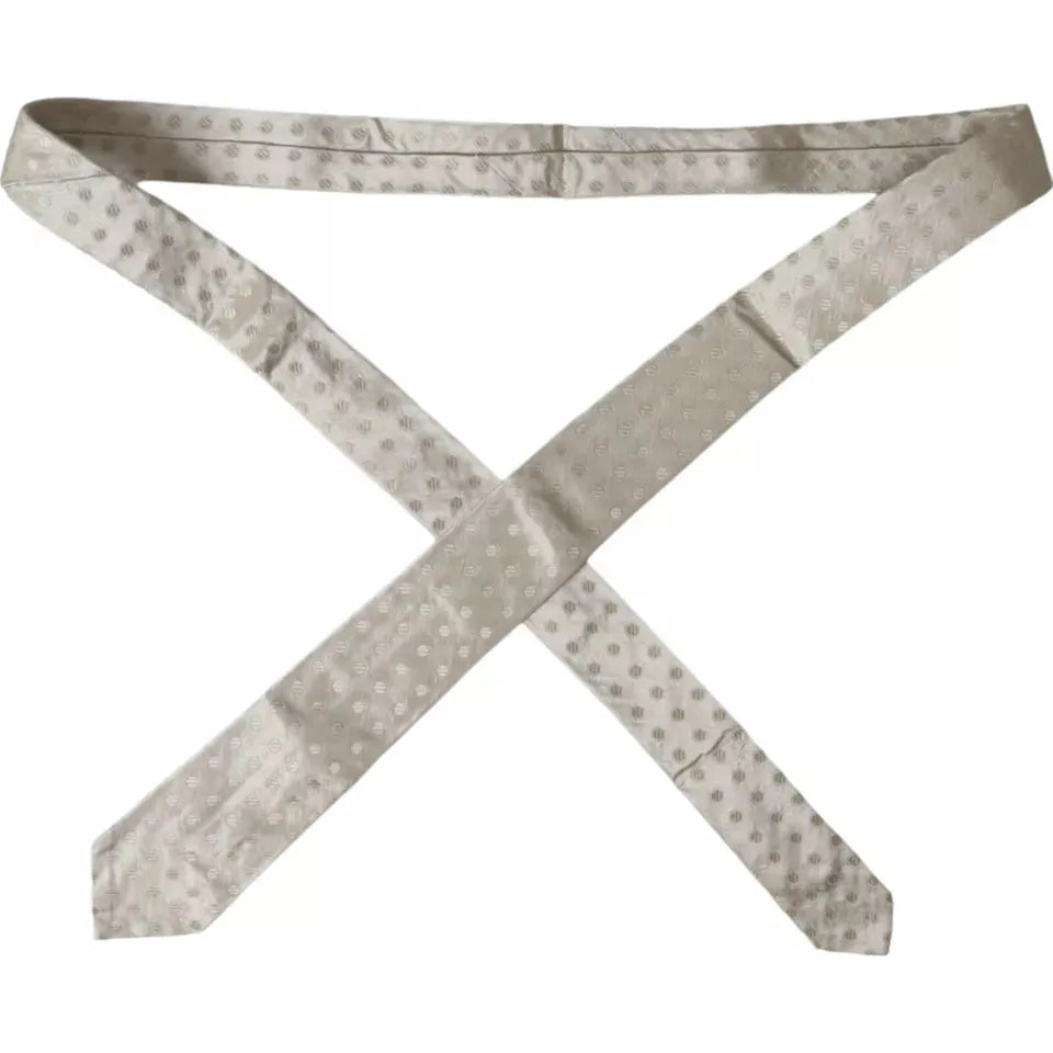 Dolce & Gabbana Beige Dotted Silk Classic Adjustable Men Tie Dolce & Gabbana Dark Gray