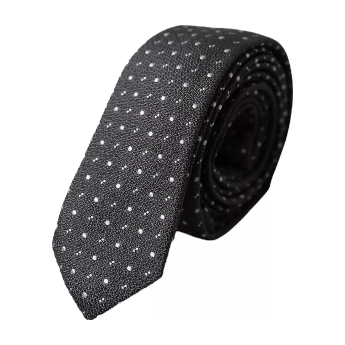 Dolce & Gabbana Black Polka Dot Silk Adjustable Men Tie Dolce & Gabbana Dark Slate Gray