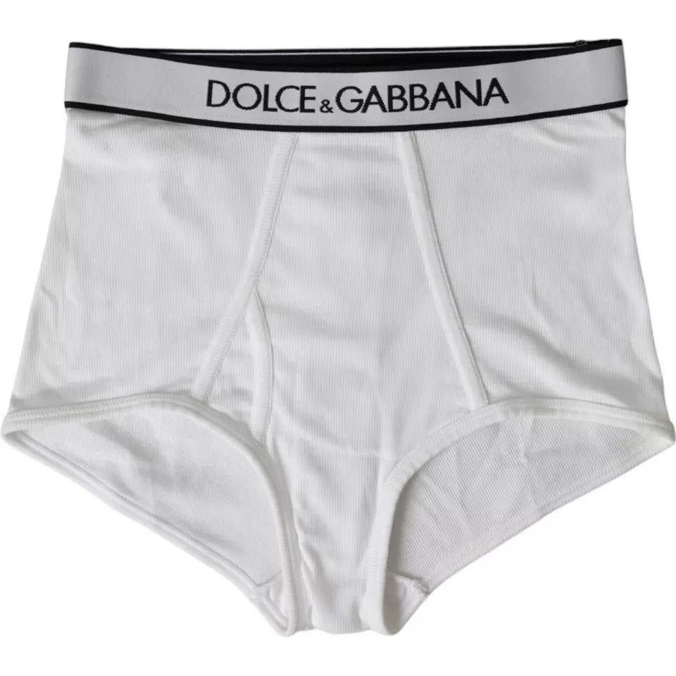 Dolce & Gabbana White Cotton Stretch Branded Logo Underwear Dolce & Gabbana Light Gray