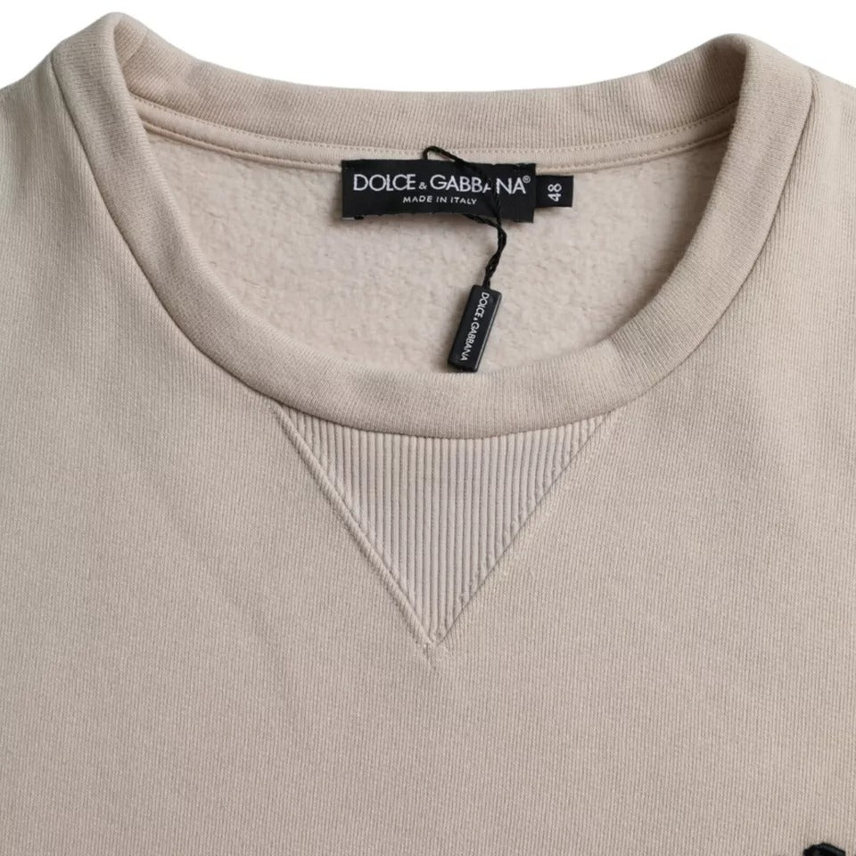 Dolce & Gabbana Beige Cotton Crew Neck Sweatshirt Sweater TSH86367-48