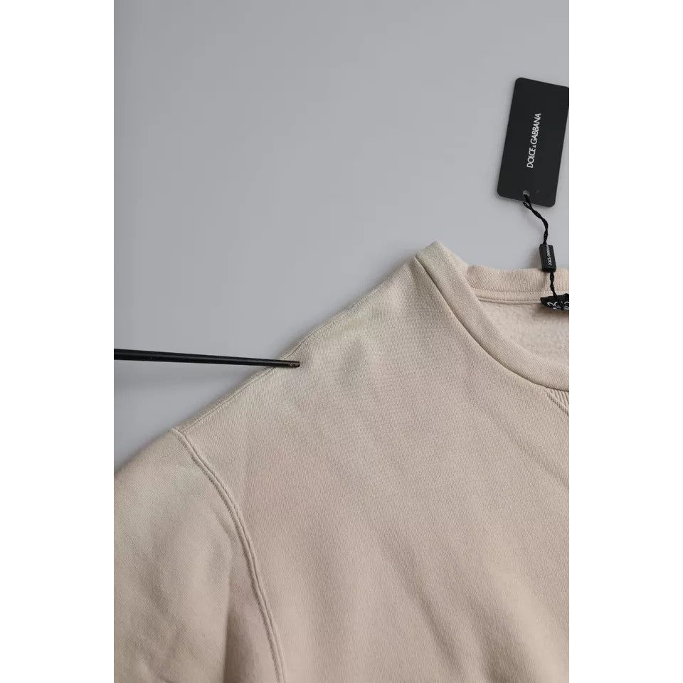 Dolce & Gabbana Beige Cotton Crew Neck Sweatshirt Sweater TSH86367-48