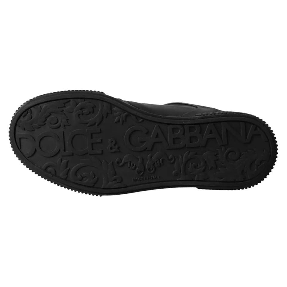 Dolce & Gabbana Black Leather Low Top Sneakers Men Shoes Dolce & Gabbana Black