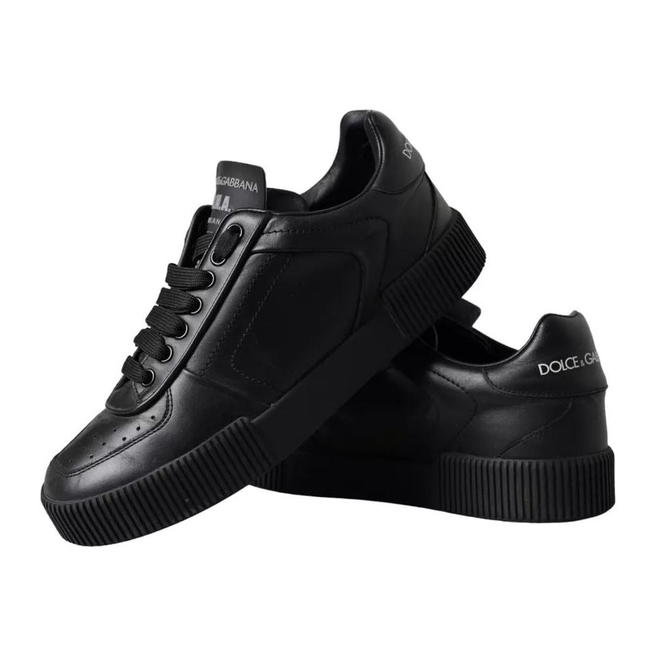 Dolce & Gabbana Black Leather Low Top Sneakers Men Shoes Dolce & Gabbana Black
