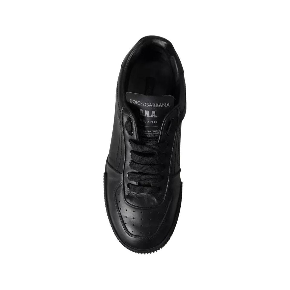 Dolce & Gabbana Black Leather Low Top Sneakers Men Shoes Dolce & Gabbana Black