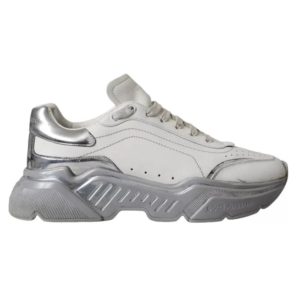 Dolce & Gabbana White Silver Daymaster Low Top Sneakers Shoes Dolce & Gabbana Dark Gray