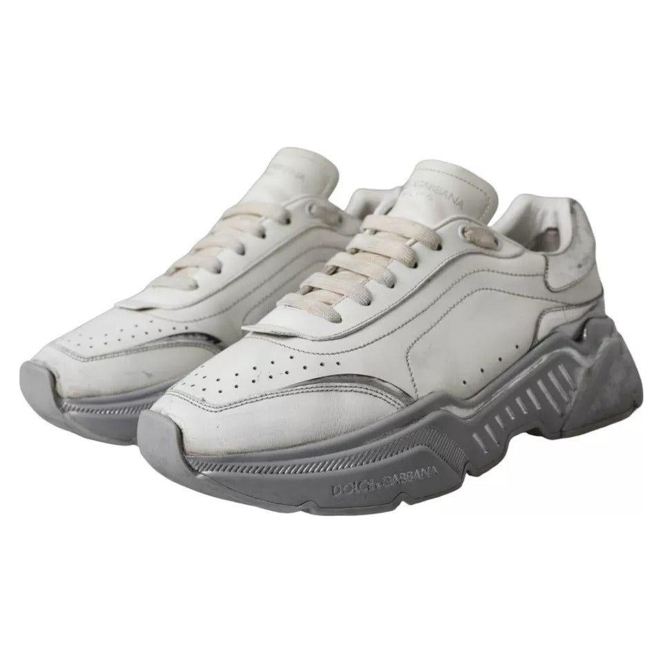 Dolce & Gabbana White Silver Daymaster Low Top Sneakers Shoes Dolce & Gabbana Gray