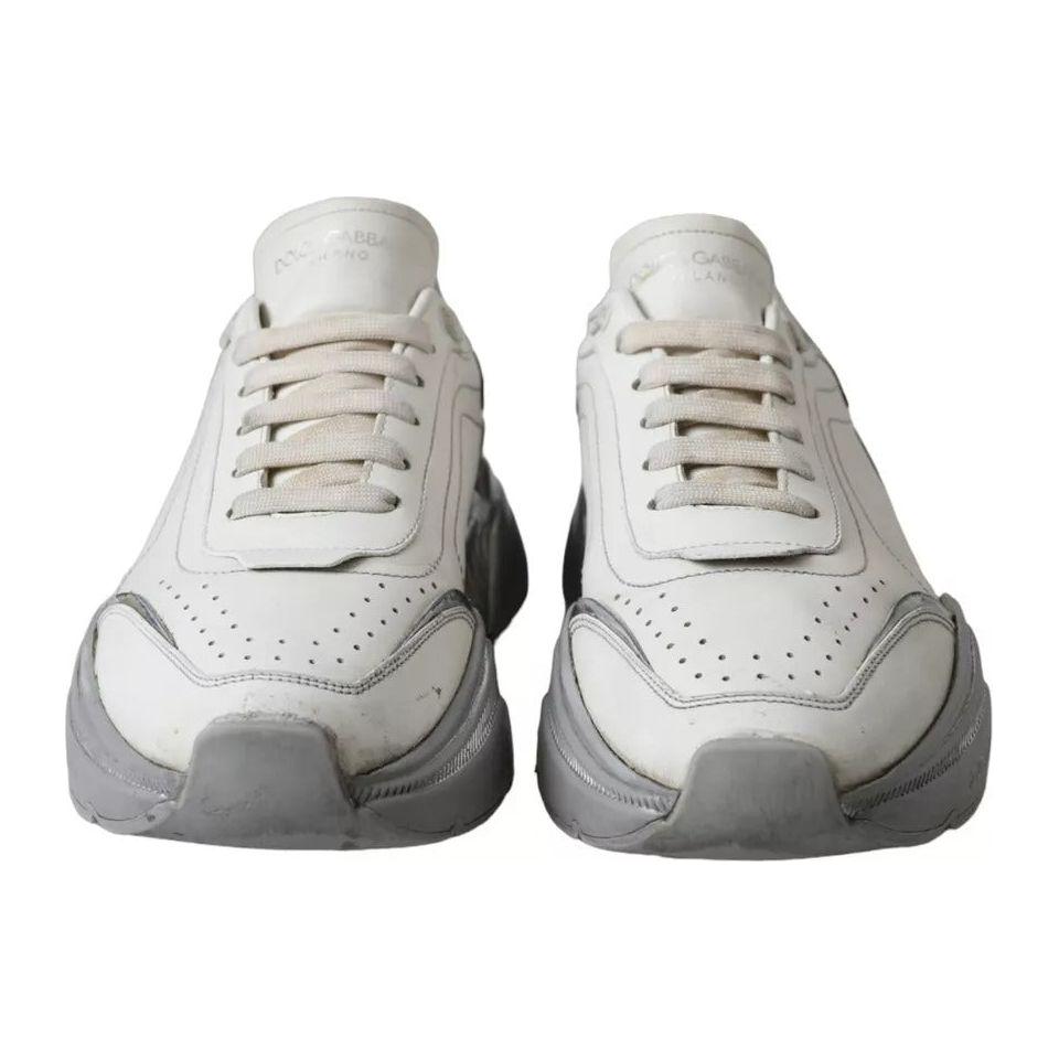Dolce & Gabbana White Silver Daymaster Low Top Sneakers Shoes Dolce & Gabbana Gray