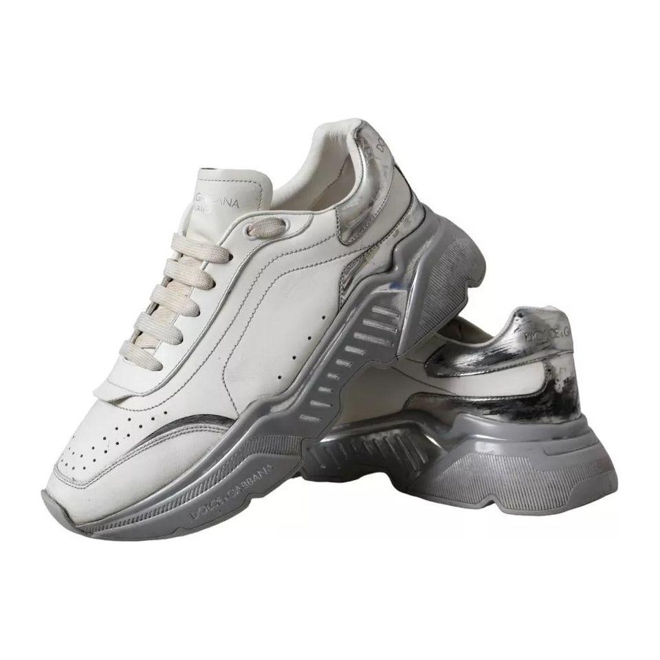 Dolce & Gabbana White Silver Daymaster Low Top Sneakers Shoes Dolce & Gabbana Light Slate Gray