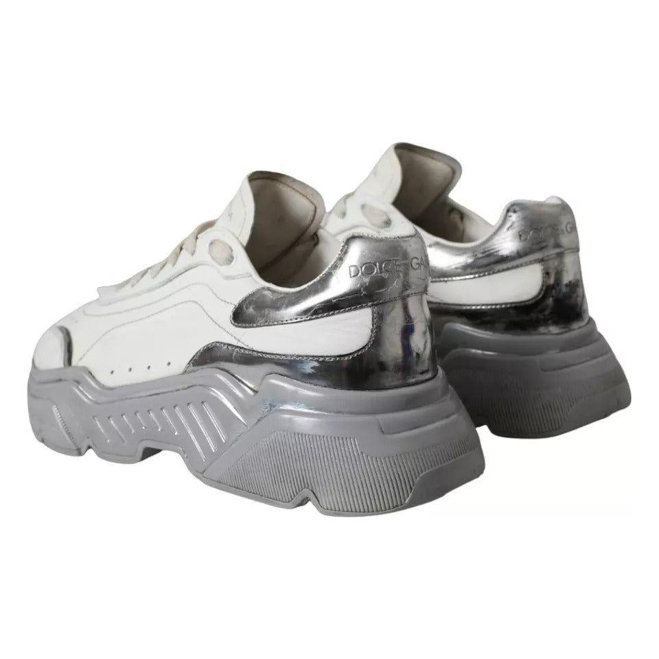 Dolce & Gabbana White Silver Daymaster Low Top Sneakers Shoes Dolce & Gabbana Light Slate Gray