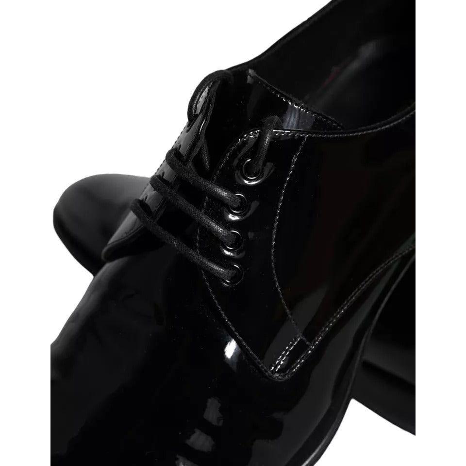 Dolce & Gabbana Black Calfskin Leather Derby Men Dress Shoes Dolce & Gabbana Black