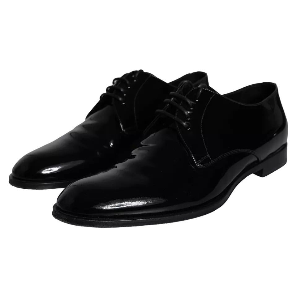 Dolce & Gabbana Black Calfskin Leather Derby Men Dress Shoes Dolce & Gabbana Black
