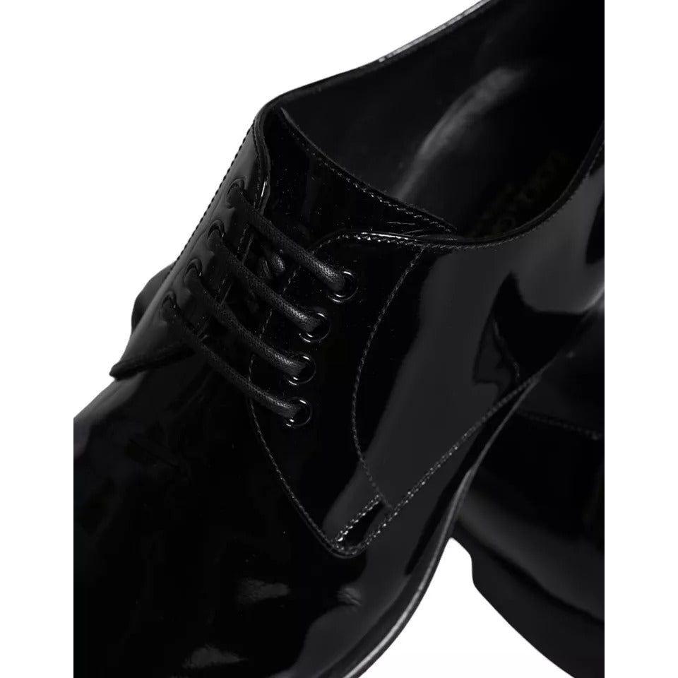 Dolce & Gabbana Black Calfskin Leather Derby Men Dress Shoes Dolce & Gabbana Black
