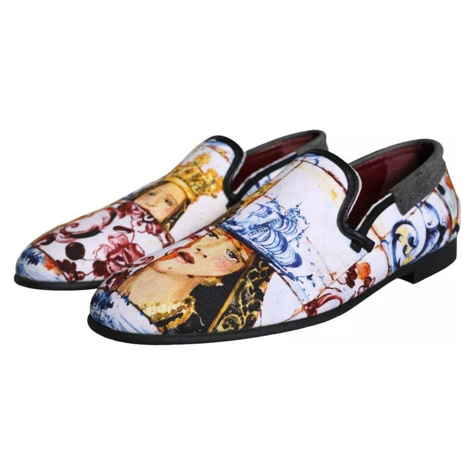 Dolce & Gabbana Multicolor Madonna Majolica Amalfi Men Loafers Shoes Dolce & Gabbana Dark Slate Gray