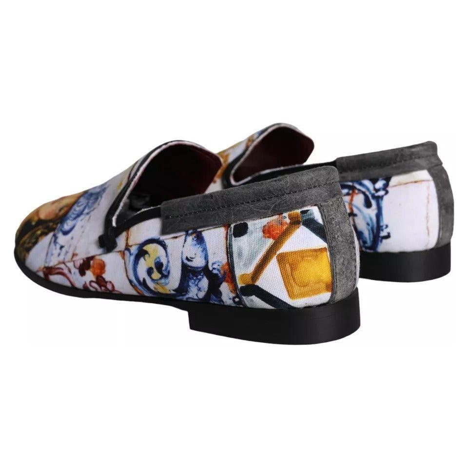 Dolce & Gabbana Multicolor Madonna Majolica Amalfi Men Loafers Shoes Dolce & Gabbana Dark Slate Gray
