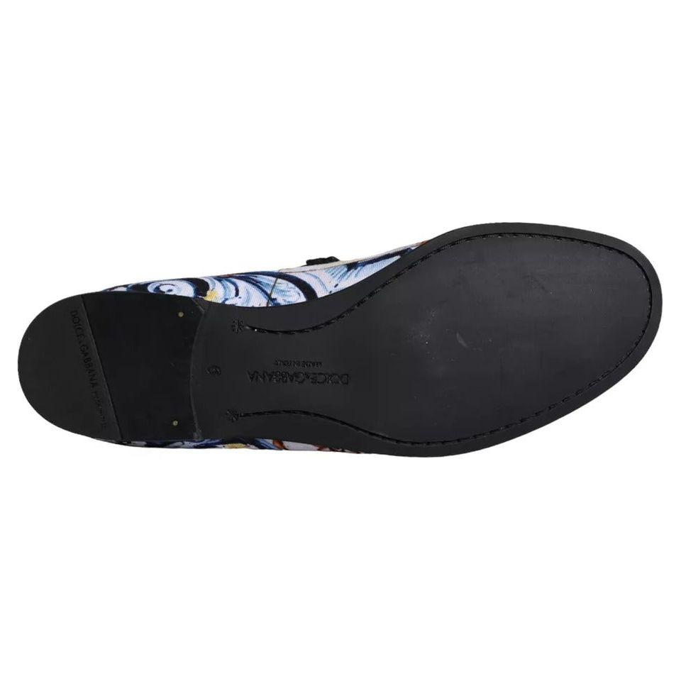 Dolce & Gabbana Multicolor Madonna Majolica Amalfi Men Loafers Shoes Dolce & Gabbana Dark Slate Gray
