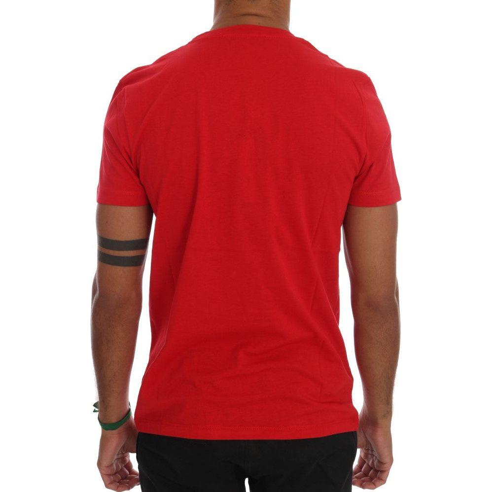 Frankie Morello Red Cotton RIDERS Crewneck T-Shirt TSH1263-4
