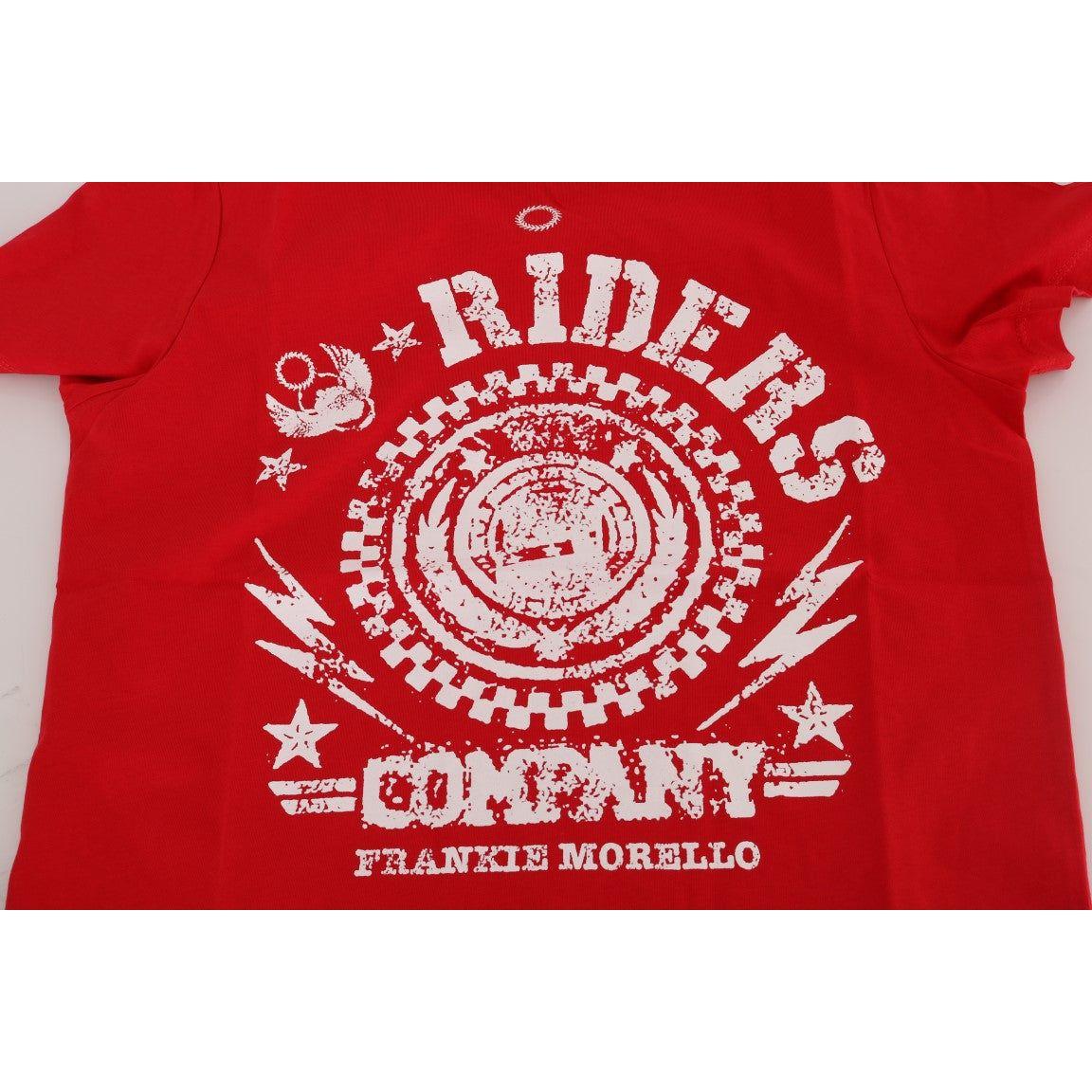 Frankie Morello Red Cotton RIDERS Crewneck T-Shirt TSH1263-4