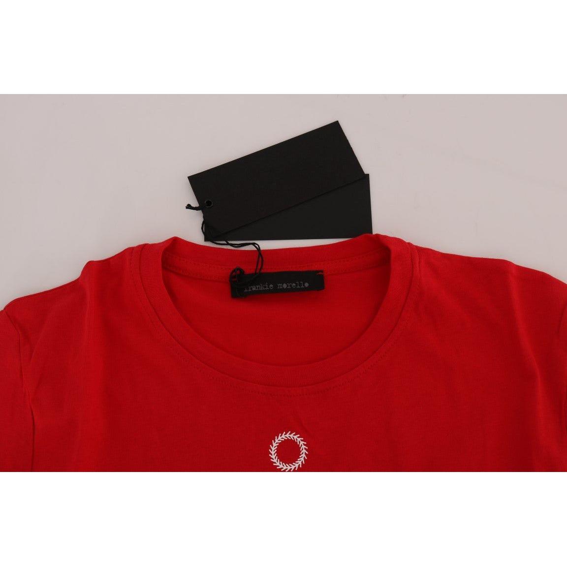 Frankie Morello Red Cotton RIDERS Crewneck T-Shirt TSH1263-4