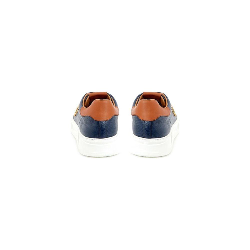 Roberto Cavalli Blue Leather Sneaker Roberto Cavalli Dark Slate Gray