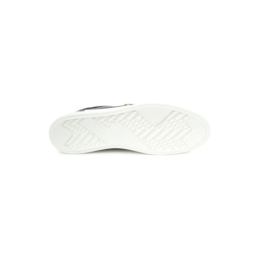 Roberto Cavalli Blue Leather Sneaker Roberto Cavalli White Smoke