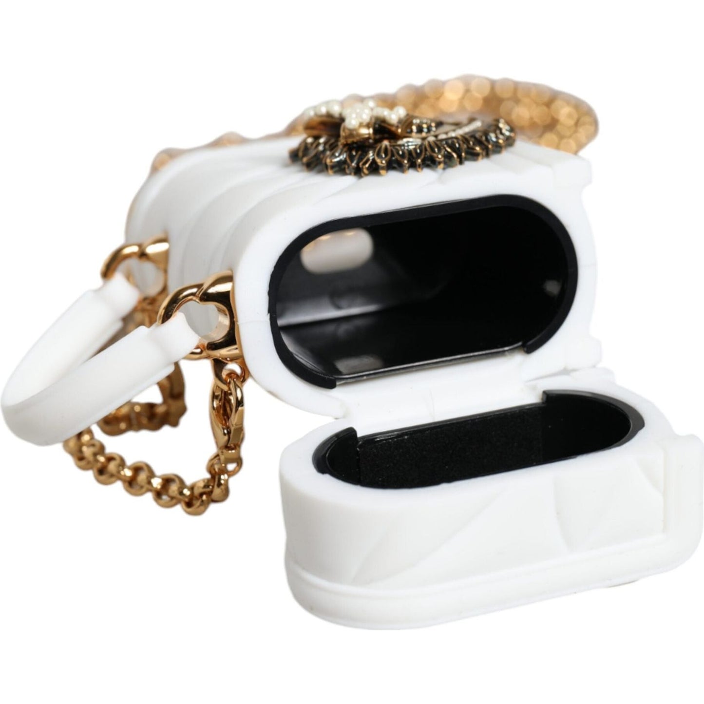 Dolce & Gabbana White Silicone Devotion Heart Cover Hand Bag Airpod Case Dolce & Gabbana Black