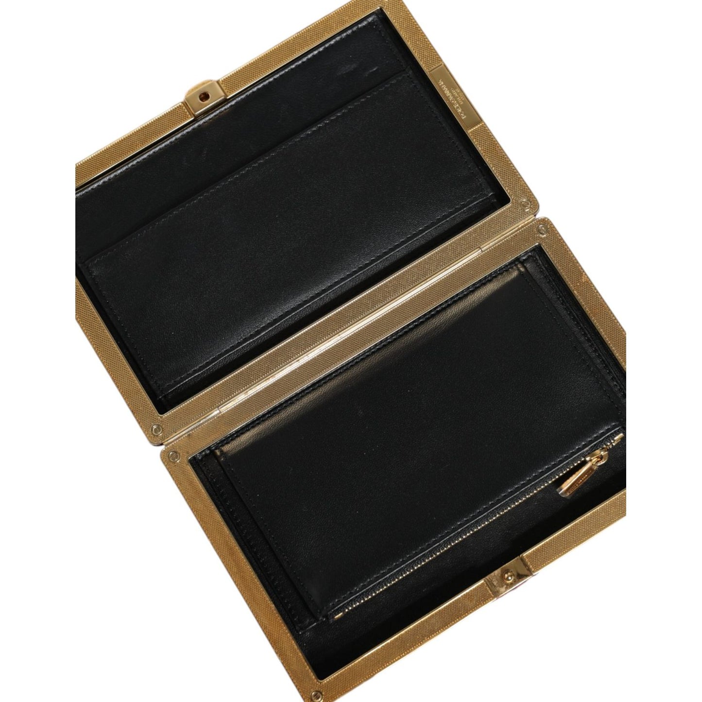 Dolce & Gabbana Red Velvet Gold Frame Clutch Evening Party Purse Bag Dolce & Gabbana Black