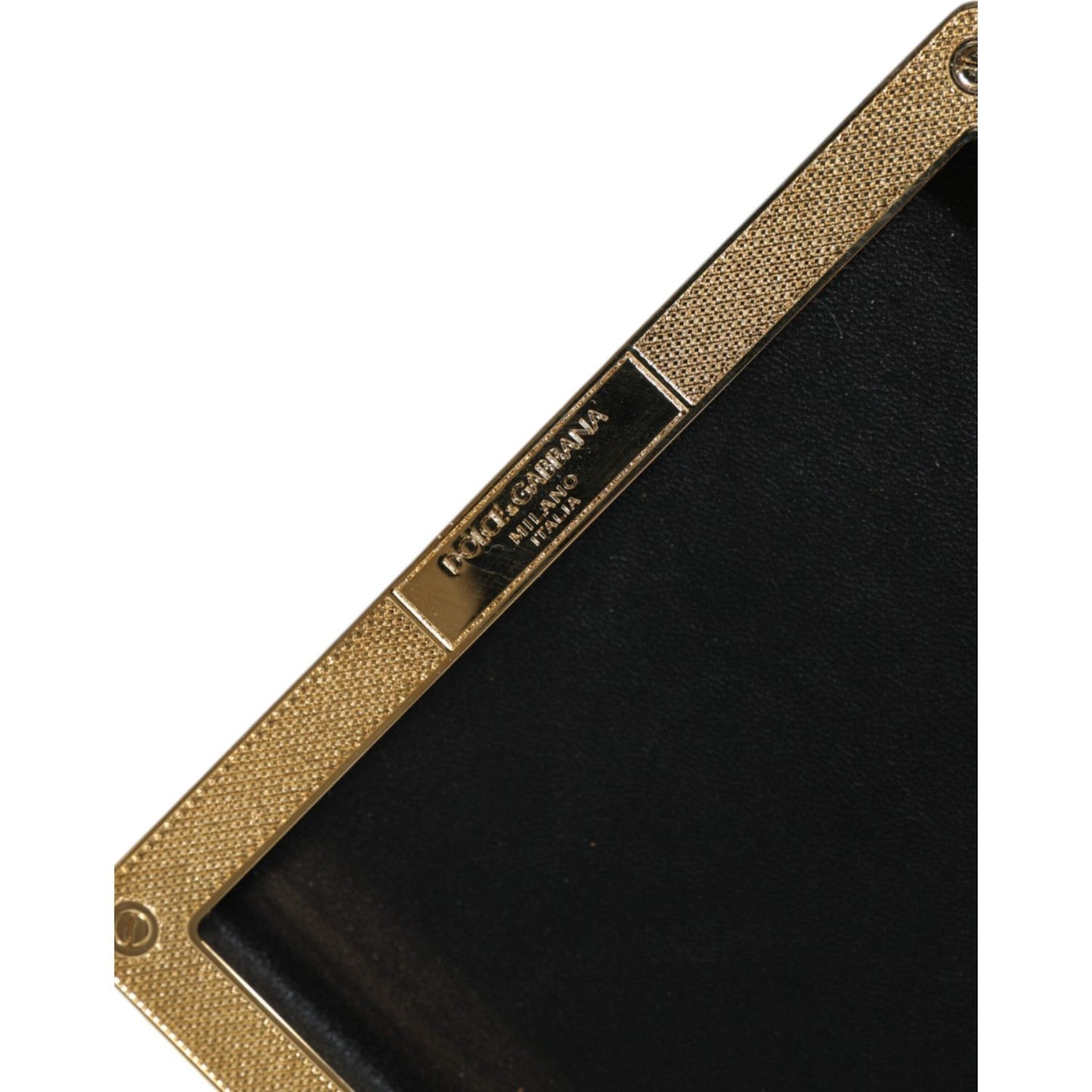 Dolce & Gabbana Black Leather Studs Gold Frame Clutch Evening Purse Bag Dolce & Gabbana Dark Khaki