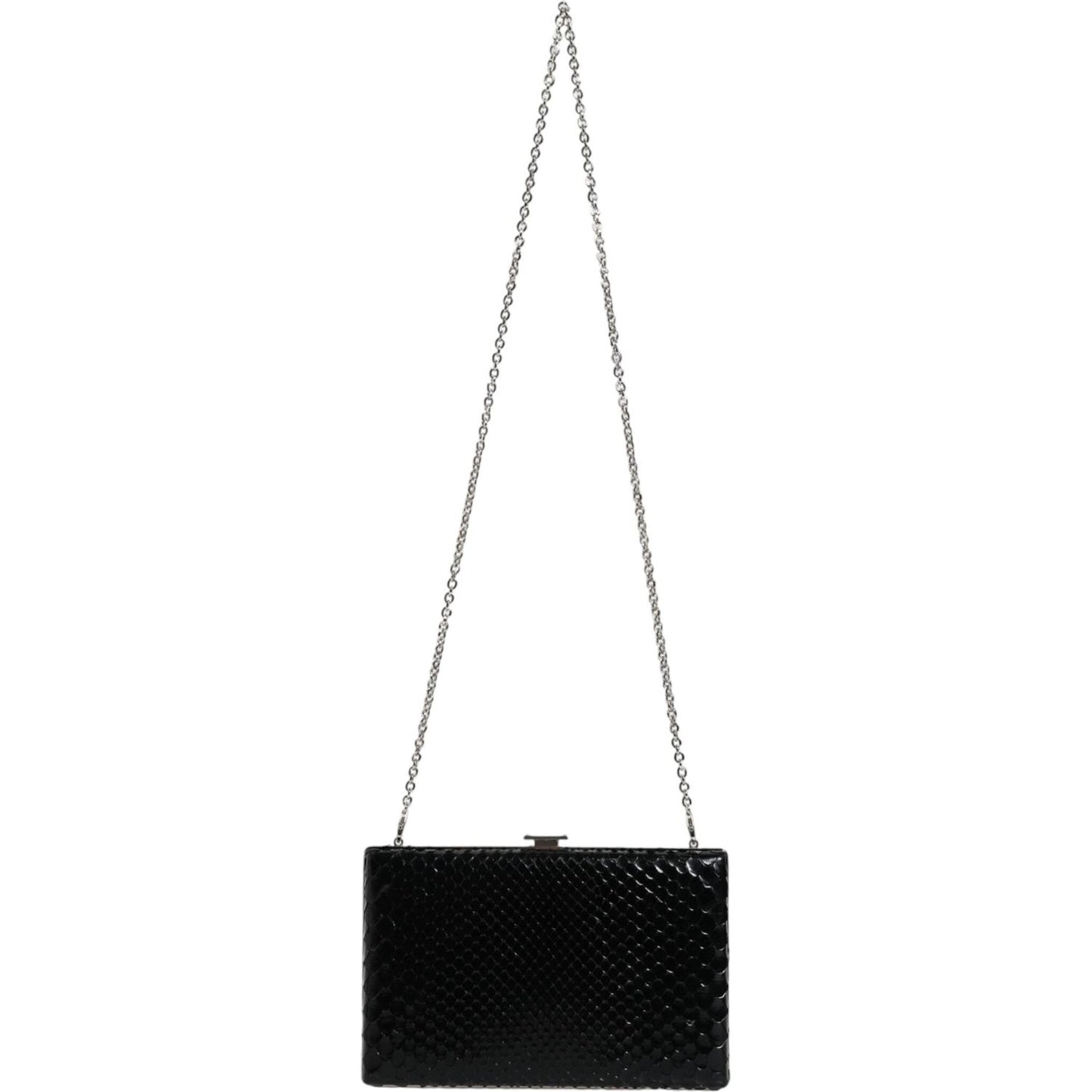 Dolce & Gabbana Black Leather Silver Frame Clutch Mini Crossbody Bag Dolce & Gabbana Light Gray