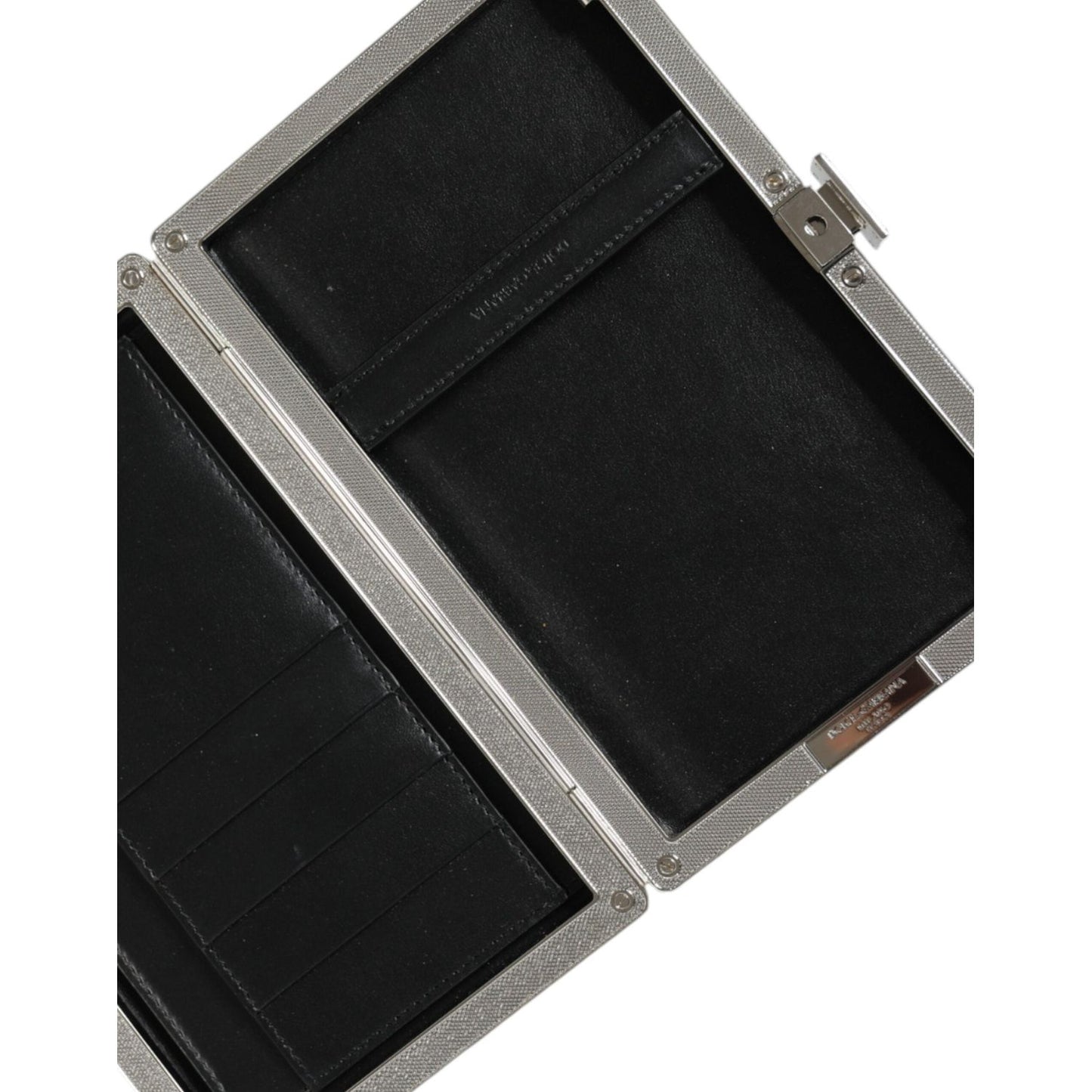 Dolce & Gabbana Black Leather Silver Frame Clutch Mini Crossbody Bag Dolce & Gabbana Black