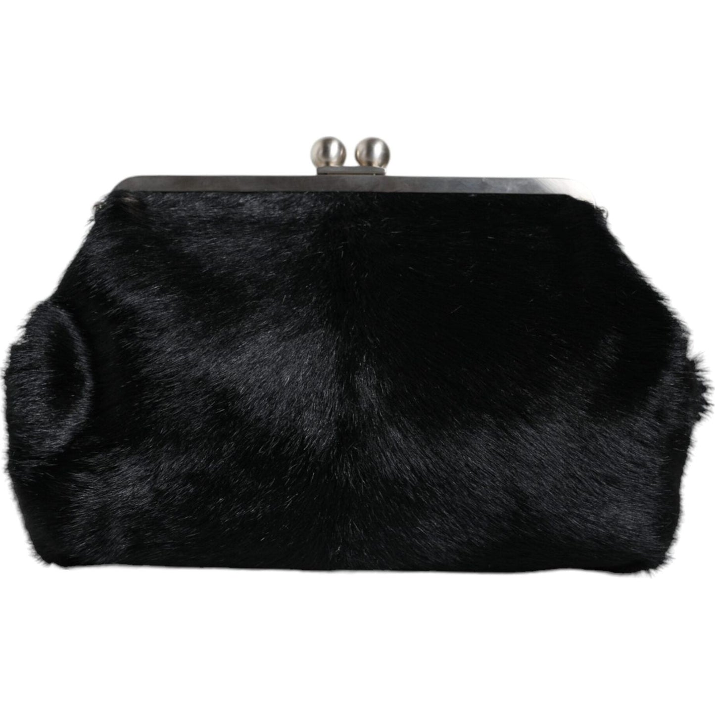Dolce & Gabbana Black Fur Handbag Clutch Purse Pouch Bag Dolce & Gabbana Black