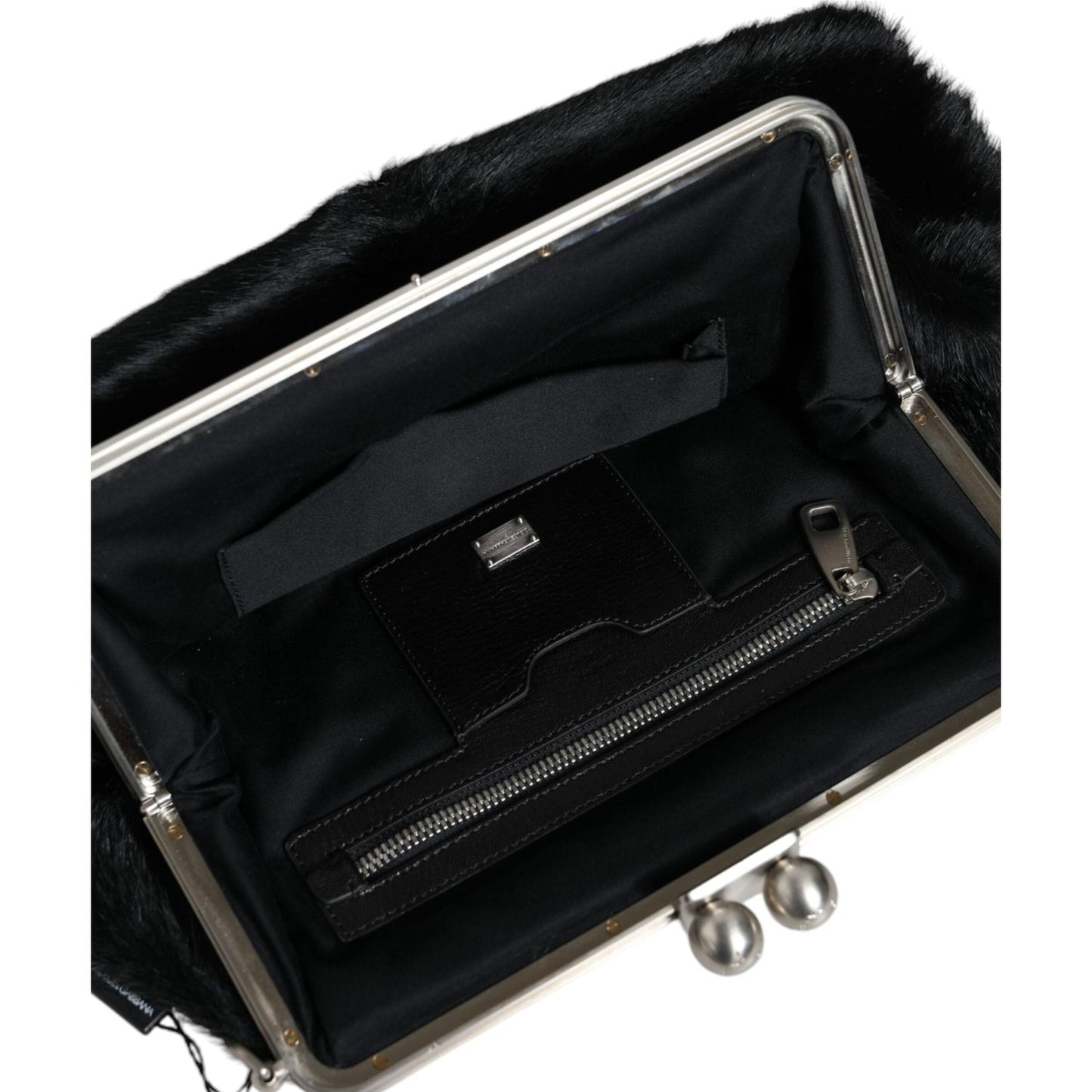 Dolce & Gabbana Black Fur Handbag Clutch Purse Pouch Bag Dolce & Gabbana Black