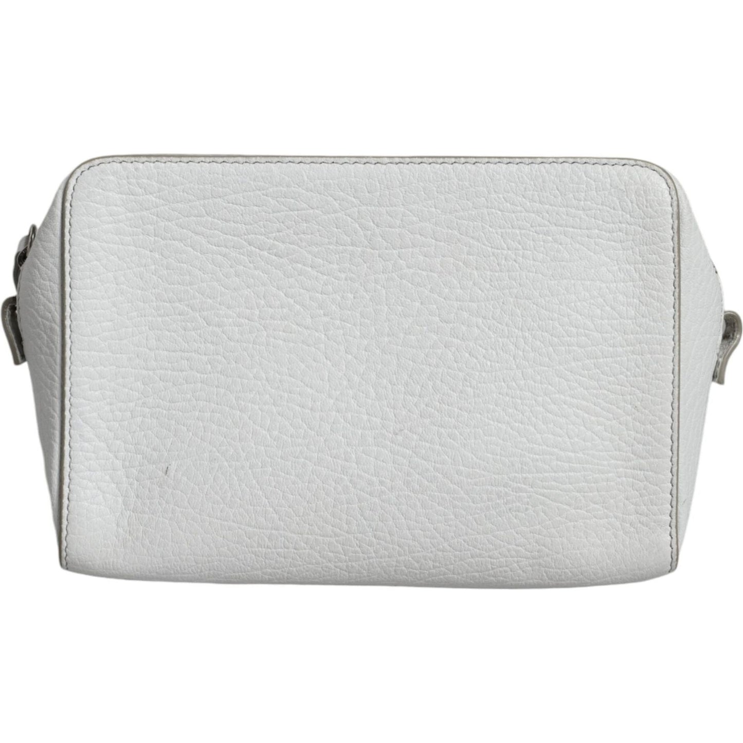 MM6 Maison Margiela White Leather Large Pouch Zip Handbag Women Bag MM6 Maison Margiela Light Gray
