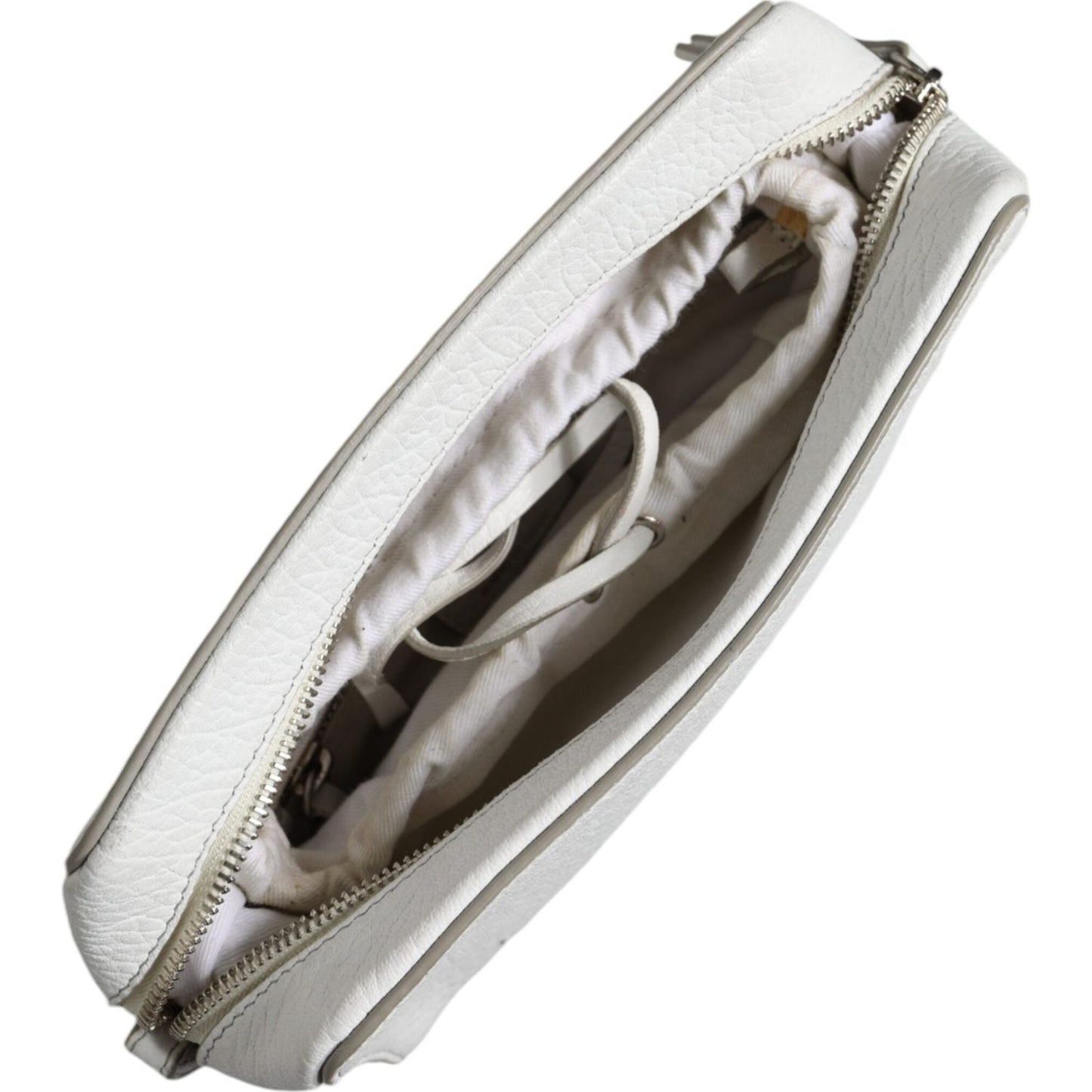 MM6 Maison Margiela White Leather Large Pouch Zip Handbag Women Bag MM6 Maison Margiela Gray