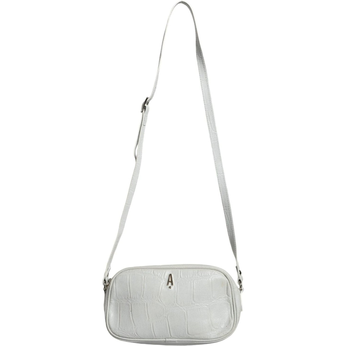 Aniye By White Croc Print Leather Crossbody Sling Bag Aniye By Light Gray