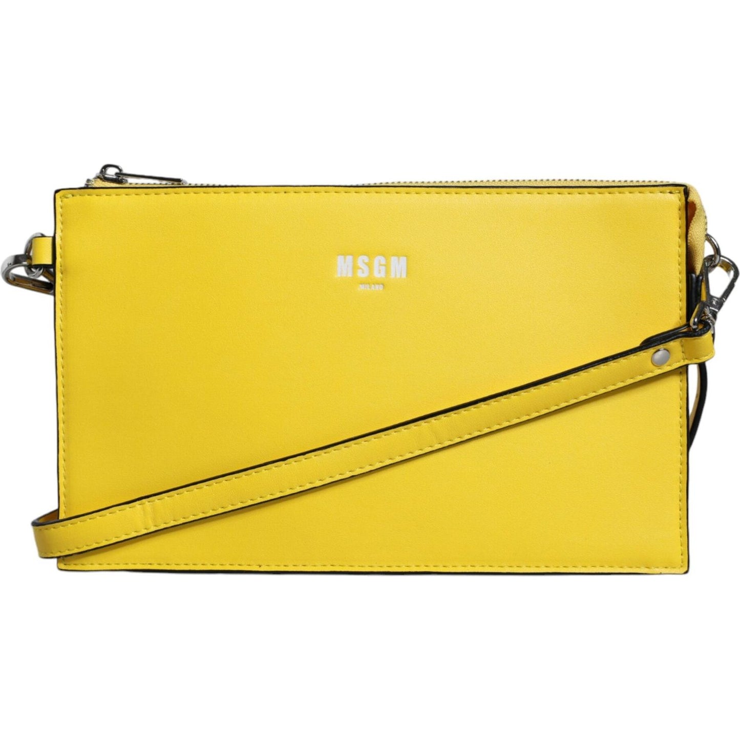 MSGM Yellow Leather Logo Crossbody Sling Shoulder Bag MSGM Goldenrod