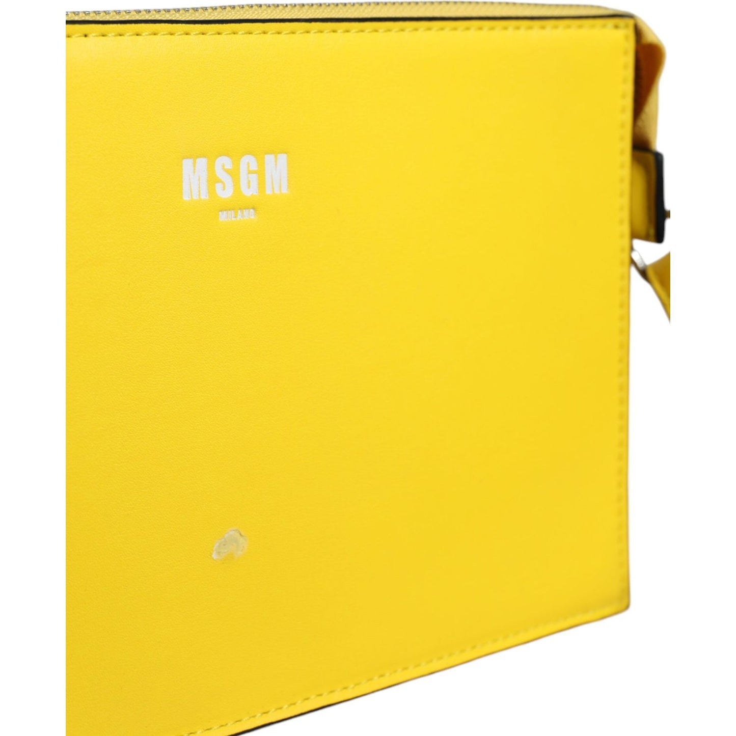 MSGM Yellow Leather Logo Crossbody Sling Shoulder Bag MSGM Gold