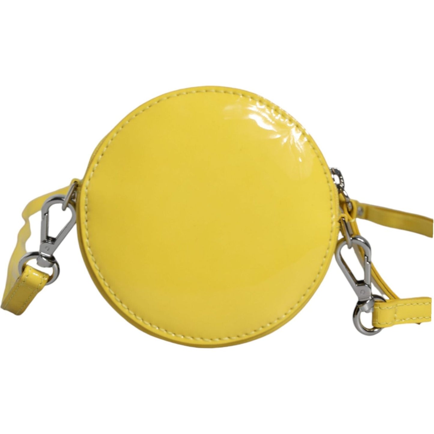 MSGM Yellow Leather Logo Crossbody Sling Shoulder Round Bag MSGM Sandy Brown