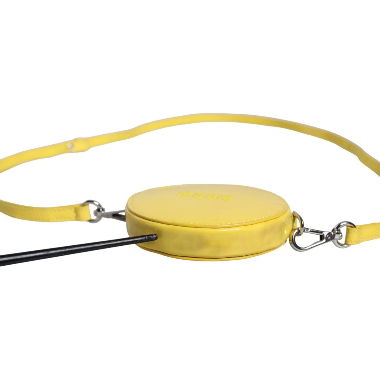 MSGM Yellow Leather Logo Crossbody Sling Shoulder Round Bag MSGM Dark Khaki