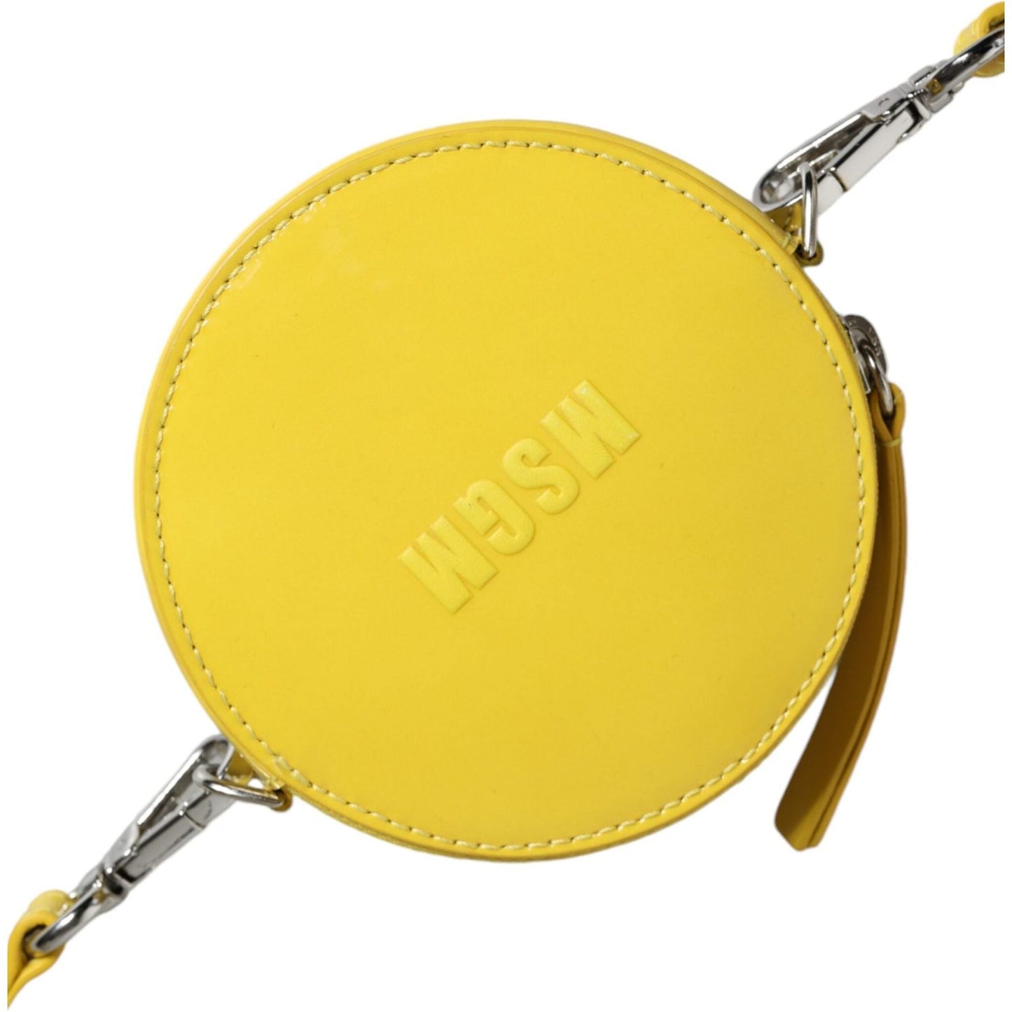 MSGM Yellow Leather Logo Crossbody Sling Shoulder Round Bag MSGM Goldenrod