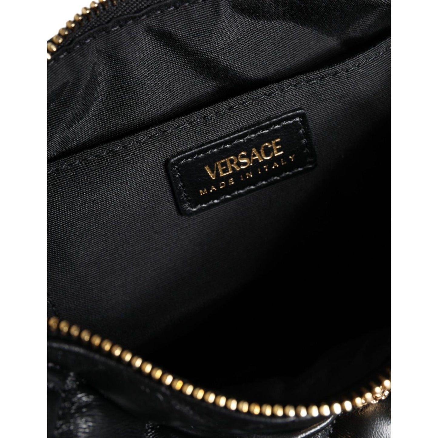 Versace Black Mini Quilted Lambskin Leather Crossbody Sling Bag Versace Black