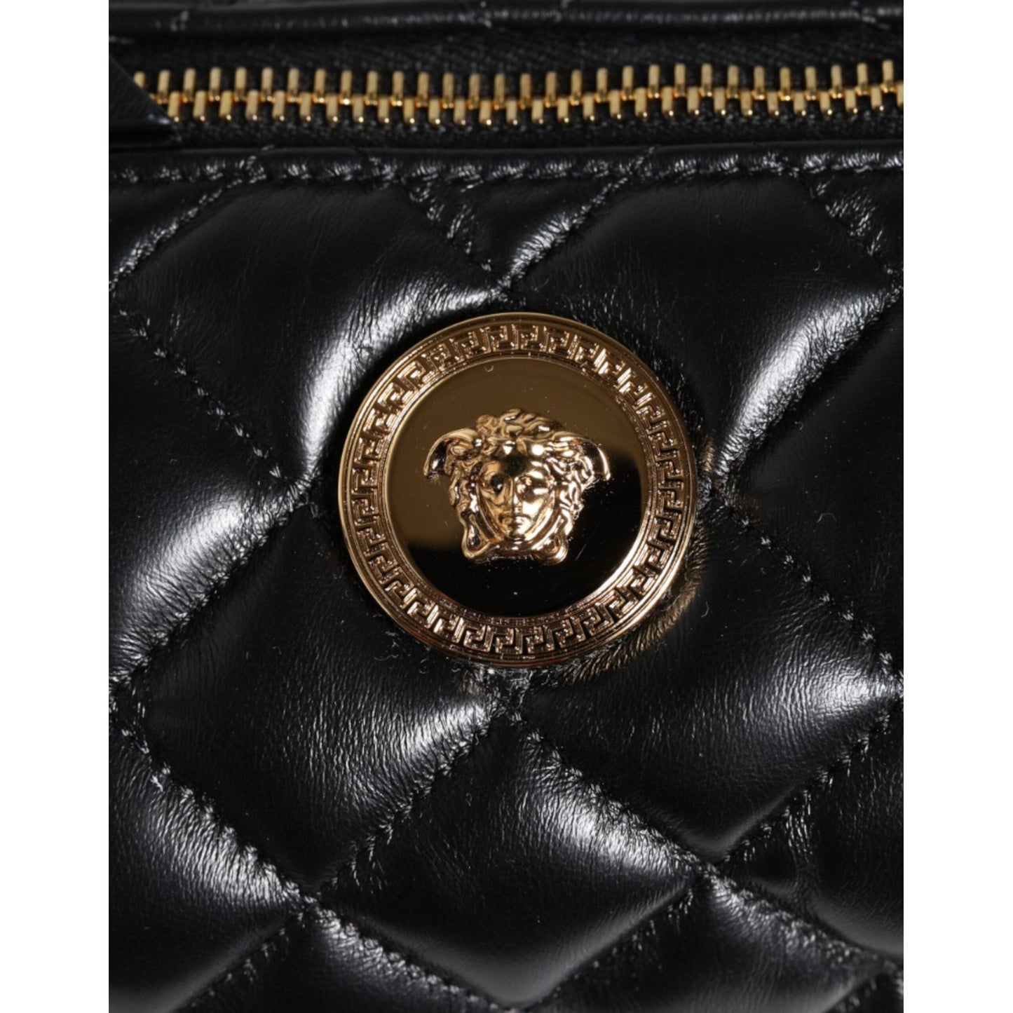 Versace Black Mini Quilted Lambskin Leather Crossbody Sling Bag Versace Black