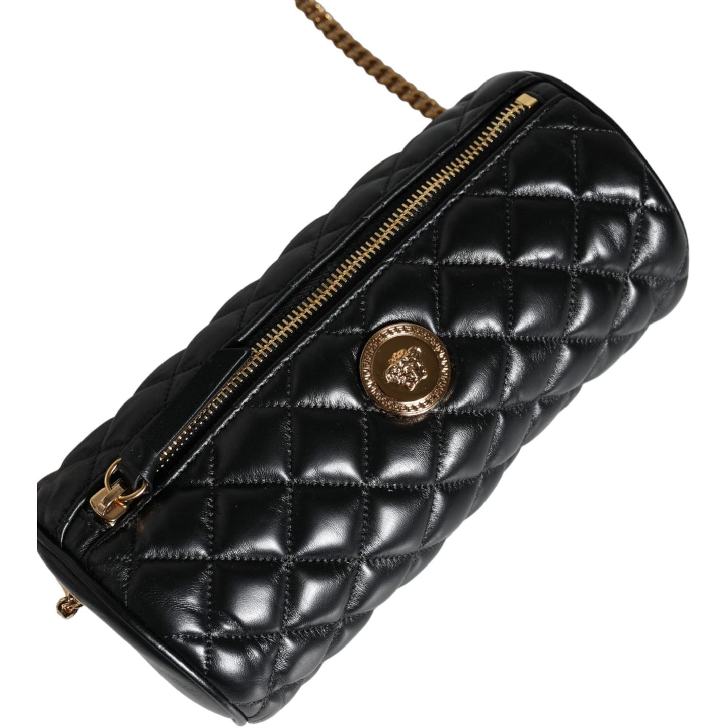 Versace Black Mini Quilted Lambskin Leather Crossbody Sling Bag Versace Black