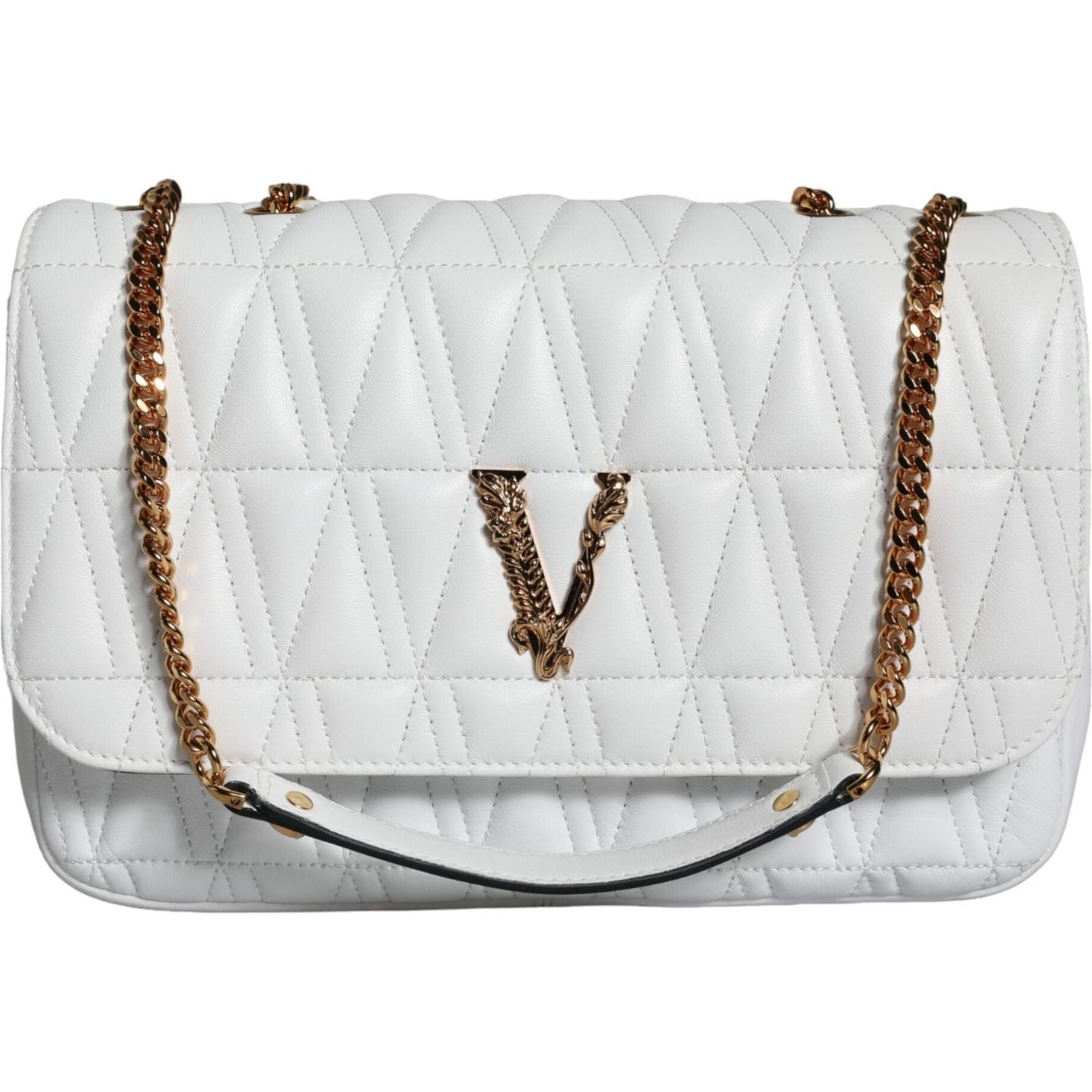 Versace White Mini Nappa Leather Crossbody Shoulder Bag Versace Light Gray